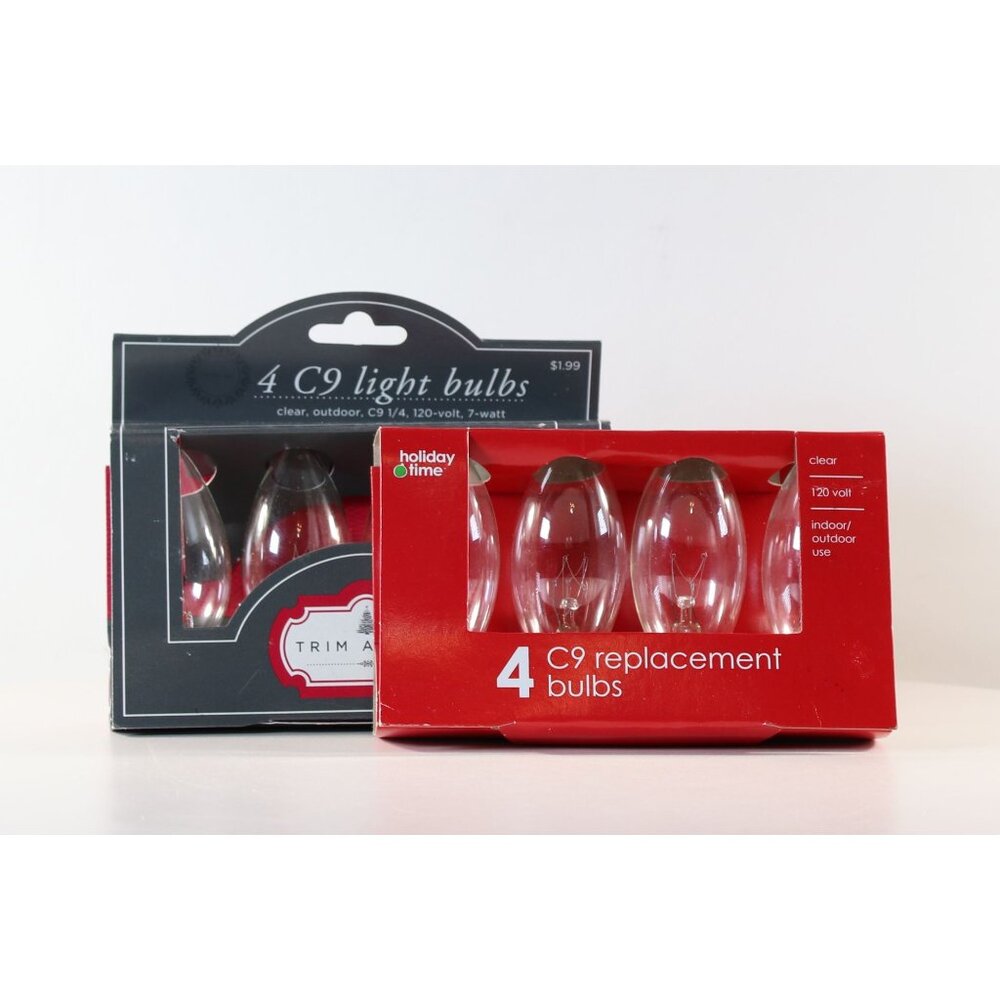 C9 Replacement Light Bulbs 2 Packs of 4 120v 7-Watt Christmas Lights 8 Bulbs NOS